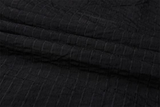 Van de de Polyesterchiffon van de streepstijl 90gsm de Stof Zwarte 75Dx75D