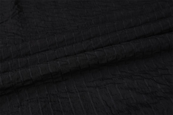 Van de de Polyesterchiffon van de streepstijl 90gsm de Stof Zwarte 75Dx75D
