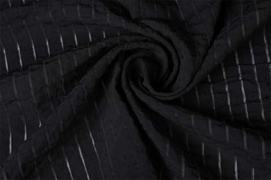 Van de de Polyesterchiffon van de streepstijl 90gsm de Stof Zwarte 75Dx75D